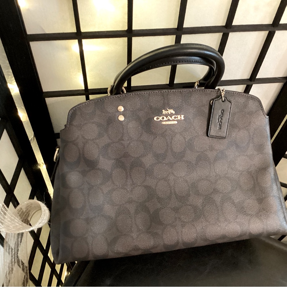 Coach Black Signature Dome Satchel with Gold Hardware